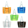 New Waterproof Semi-Clear Tote Stripe PVC Beach Shoulder Bag PVC Large Work Tote Purse Clear Handbags